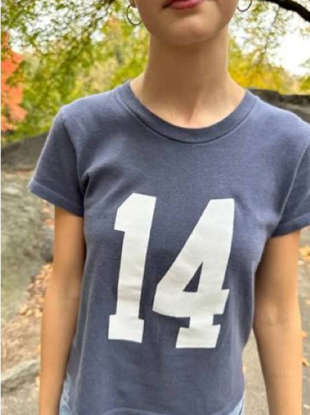 Brandy Melville ' Navy Blue Number 14 Cotton Tee